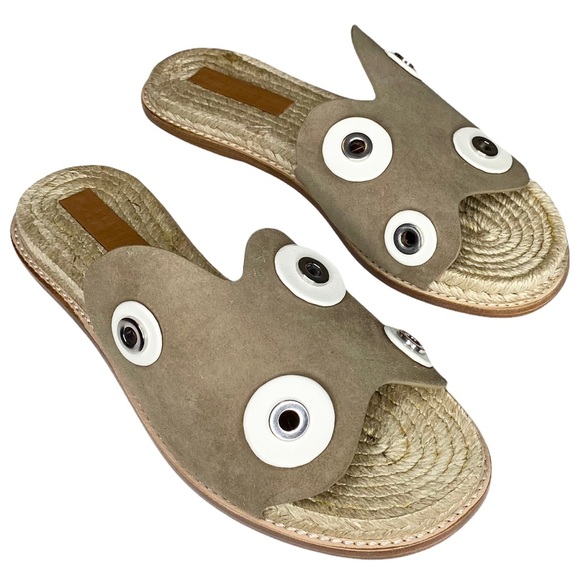 new Mercedes Castillo ✪ Oversized Metal Hardware Sandals Sandal ✪ Natural Suede - Picture 5 of 16